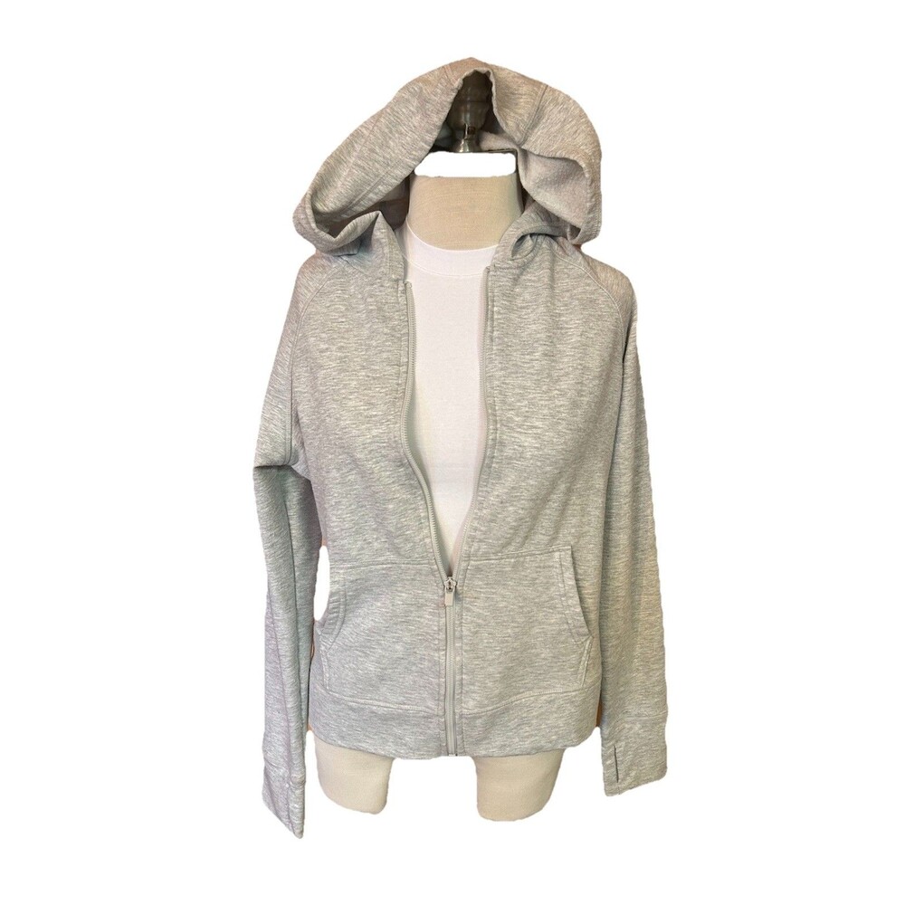 Yogalicious Heather Gray Full Zip Hoodie Sweatshirt Fleece Interior Sz Medium